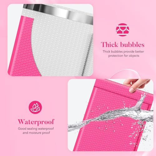 Image of Fuxury Large Bubble Mailers 10.5x16 inch 40 Pack Self Seal Pink Padded Envelopes Waterproof Mailing Envelopes Bubble Padded Mailers for Packaging, Small Business #5