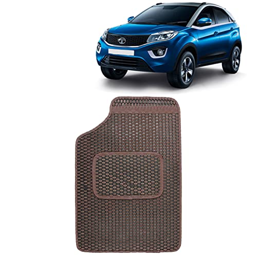 Image of Kingsway Dotted Design Car Floor Foot Mats Universal Fit for Tata Nexon, Model Year : 2017-2019, Water and Dustproof, Color Brown, Set of 5 Pieces