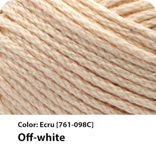 Image of Lion Brand 24 /7 Cotton Yarn, Yarn for Knitting, Crocheting, and Crafts, Ecru, Pack of 3 | Light Worsted 100% Mercerized Cotton Yarn for Crochet, Knitting, Craft, 185 Yards of Natural Fiber for Tees, Bags, Dishcloths