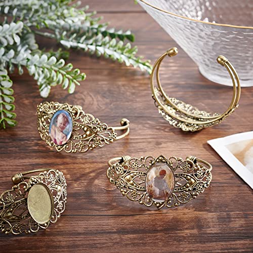Bandeja de bisel para cabujones en pulsera de filigrana bronce antiguo DIY 6