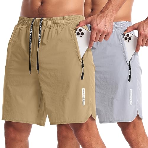 Mens 7-inch inseam athletic shorts, quick-dry