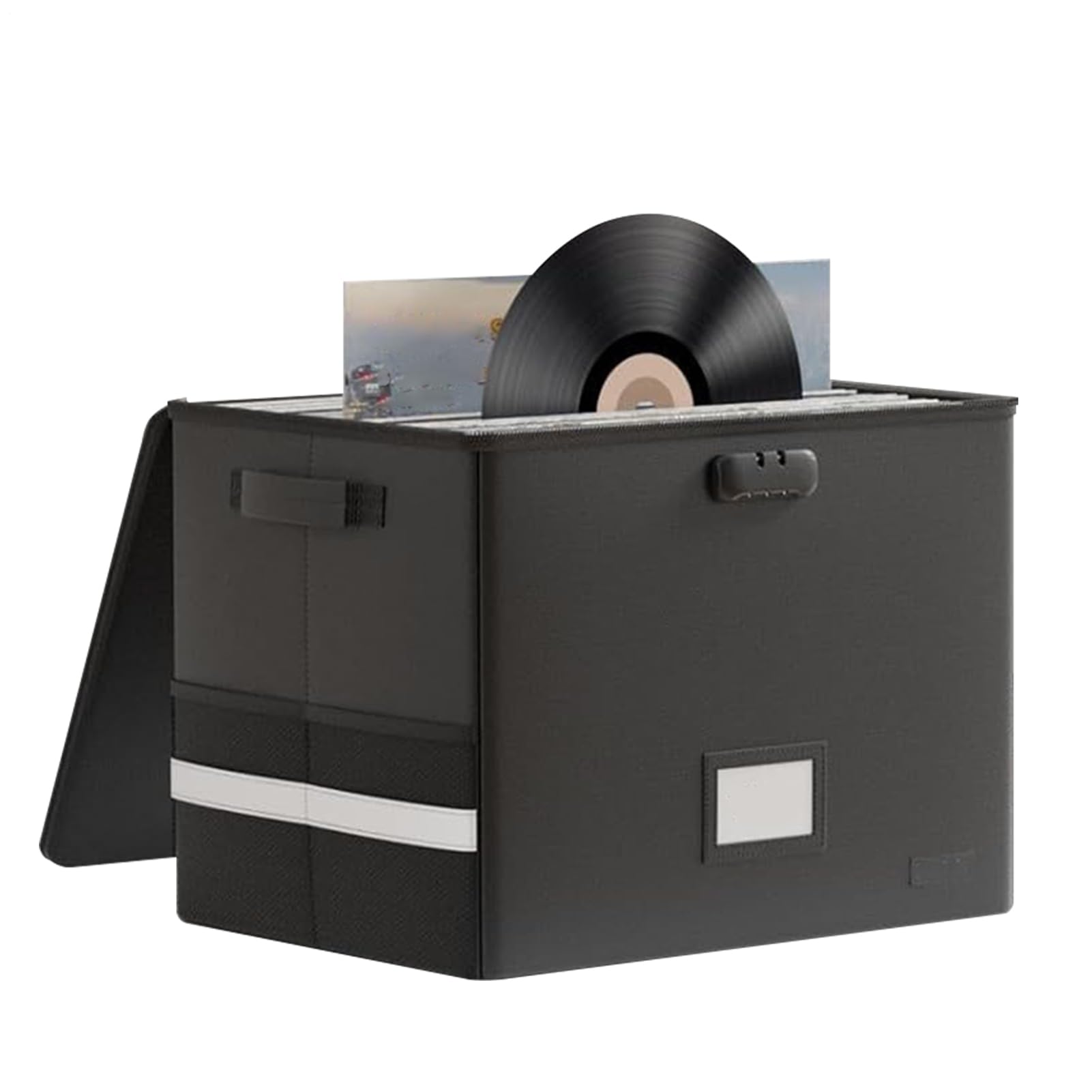 Generico Scatola Per Archiviazione Dischi | Cassetta di Conservazione con Coperchio e Maniglie per Collezione di Album di Valore | Porta Documenti Organizzatore Impermeabile e Resistente al Fuoco per