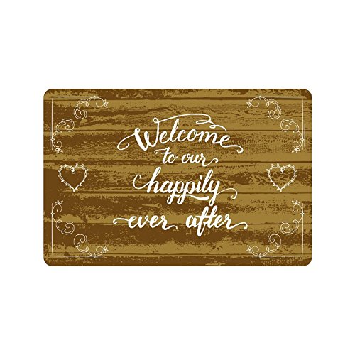 INTERESTPRINT Welcome to Our Happily Ever After Doormat Non-Slip Indoor and Outdoor Door