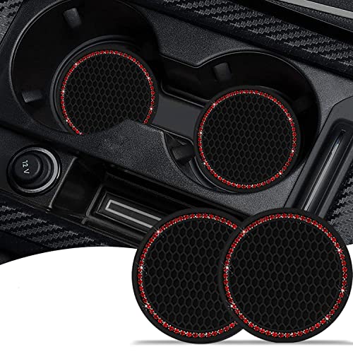 2 Pack de posavasos para carro con brillo negro y rojo miniatura 1