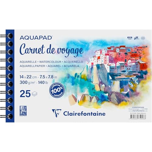 Carnet Aquarelle Clairefontaine papel acuarela 300g grano medio cuaderno de dibujo 14x22