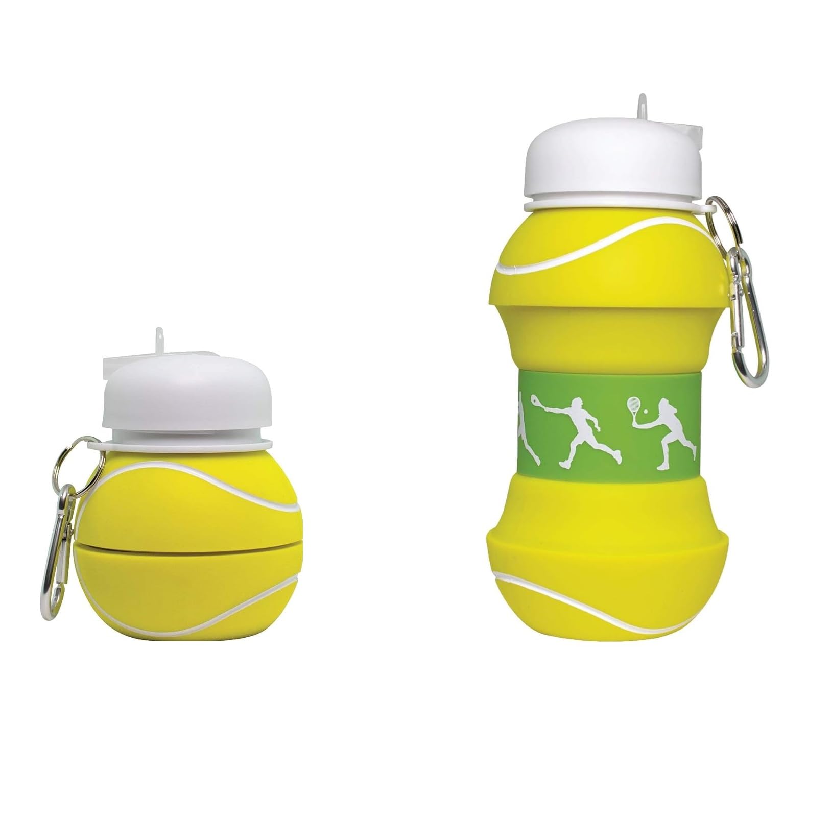 Maccabi Art Clip-On Collapsible BPA-Free Silicone Tennis Ball Water Bottle for Kids 18 Oz Size