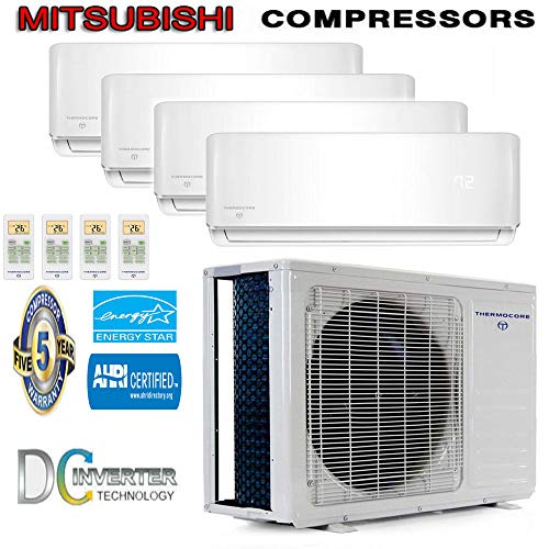 Thermocore 45000 BTU Quad Zone Ductless Split Air Conditioner, Heat
