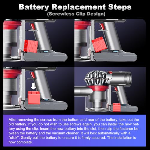Image of 10000mAh 21.6V Battery Replacement for Dyson V7, 45 Min Runtime, Compatible with SV11 V7 Animal Motorhead Trigger Absolute Fluffy Car+Boat, Tool-Free Swap Clip & Switch Lock, 2-Yr Warranty