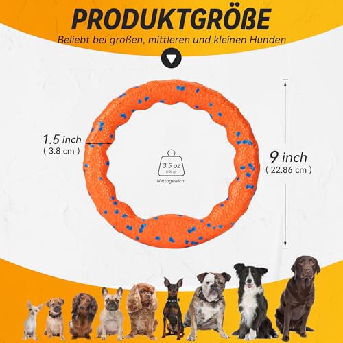 SUNNEKO Hundespielzeug-Ring, Robustes Hundespielzeug, Kauring für Hunde, Hundescheiben zum Werfen und Fangen, schwimmender Trainingsring für Hunde