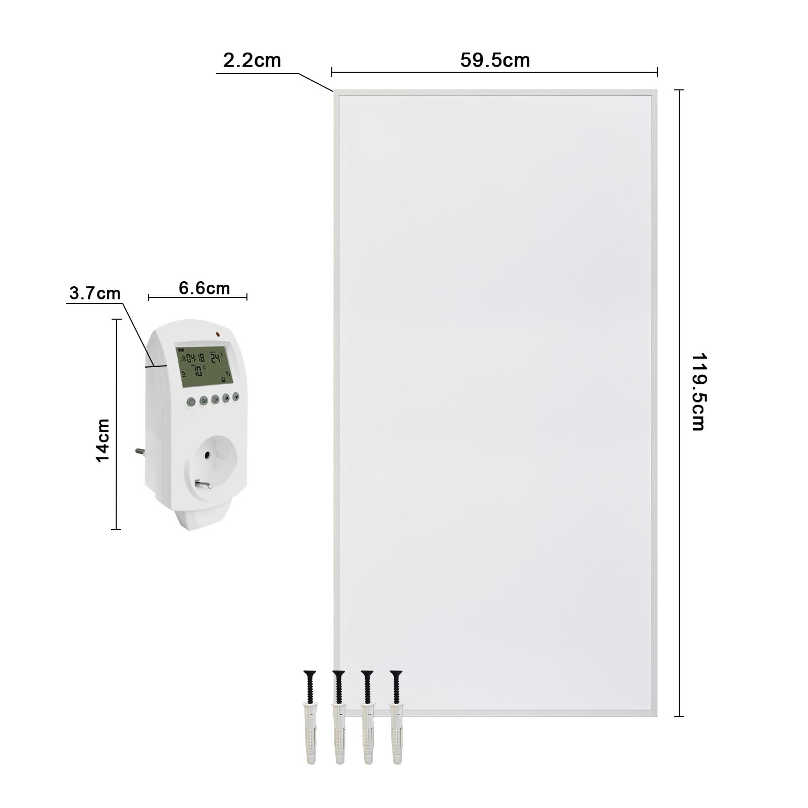 Riscaldamento a infrarossi da 1000 W con termostato, riscaldamento a infrarossi da parete, fino a 120 °C in 1-3 min, per 10-25 ㎡, silenzioso, testato TÜV, protezione V0 e protezione contro il