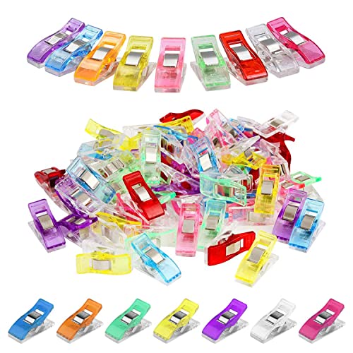 Trimming Shop 50pcs Plastic Sewing Clips for Quilting Crafting Dressmaking - Multipurpose Coloured Binding Clips for Fabric Suitable for Hanging Objects