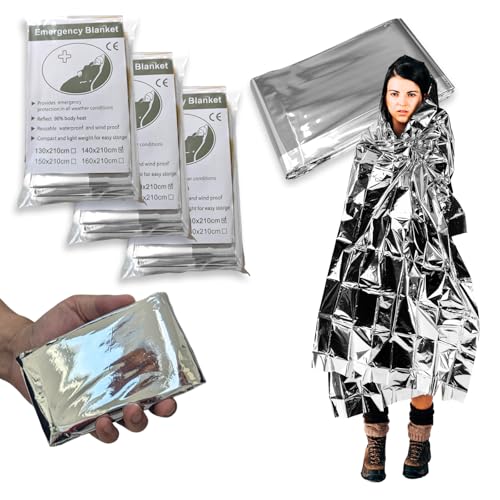 Outdoor Emergency Survival Blanket – Waterproof First Aid Silvery Rescue, Insulation Thermal, Windproof Lifesaving Blanket – Keep Warm for Camping, Hiking, and Emergency Situations (Pack of 3)