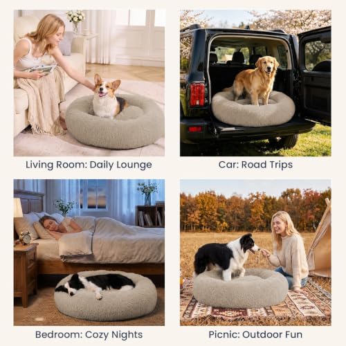 Image of JOLLYVOGUE Washable Dog Bed Medium Size Dog, 31 Inch Donut Medium Pet Bed