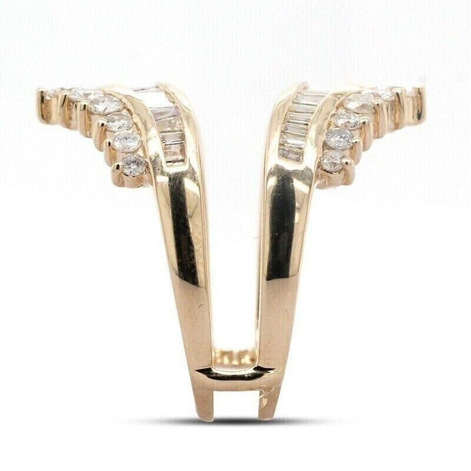 3Ct Lab Created Diamond Wedding Enhancer Wrap Guard Ring 14k Yellow Gold Finish 925 Silver4