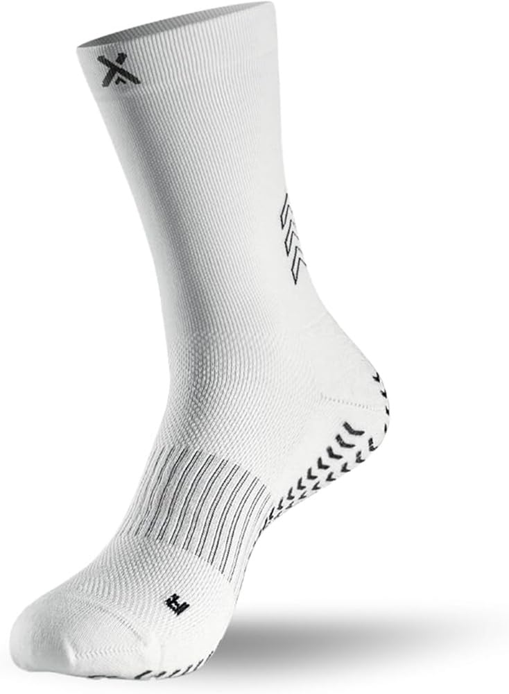 SOXPro Ultra Light Calze Antiscivolo Calcio- Unisex Grip Socks (IT, Testo, L, Regular, Regular, Bianco)