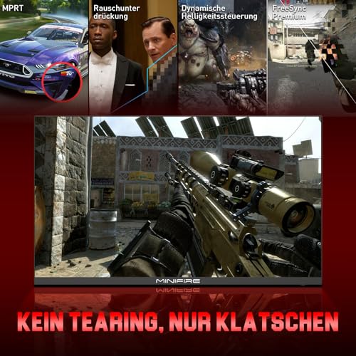 Minifire 24.5 Zoll FHD Gaming Monitor - 200Hz 1ms mit Fast IPS Panel | 1080P PC Monitor Gaming mit AMD Free Sync,120% sRGB,Deutsche Rheinzertifizierung Eye Care | HDMI 2.0 * 2 & DP 1.4 * 1 (MFG25X1) – Bild 4