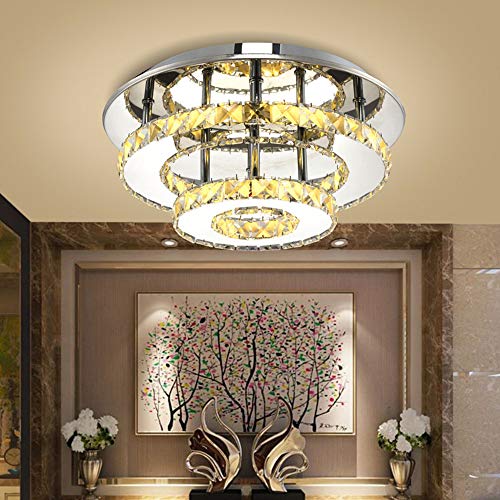Plafonnier cristal LED moderne lustre rond dimmable à télécommande - 5