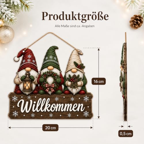 Weihnachtsdeko Tür Wichtel Holzschild Türdeko Weihnachten Willkommen – Bild 2