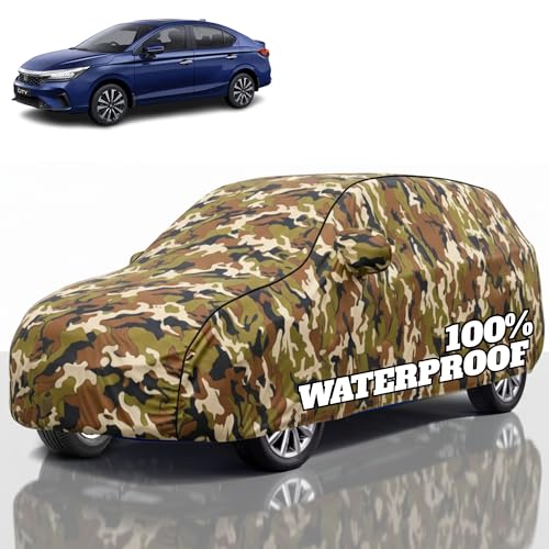 Image of Premium Polyester Car Cover Hondo-City All-Weather Protection from Rain, Dust & Sun | UV Resistant Fabric | Full Body Secure Fit for Outdoor & Indoor Parking Jungle