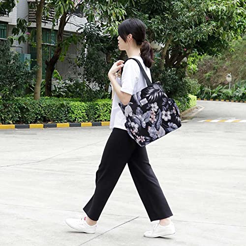 Image of KAMO Floral Tote Bag - Waterproof Lightweight Handbags Travel Shoulder Bag for Hiking Yoga Gym Swimming Travel Beach