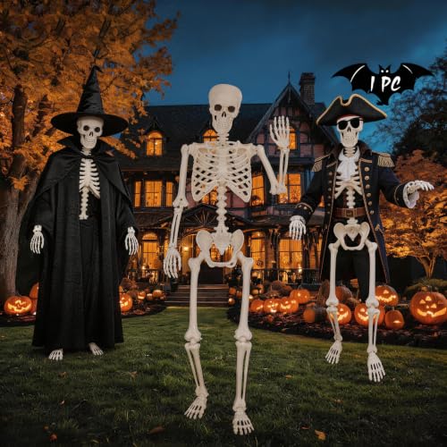 Image of breesky Life Size Skeleton for Halloween: 4.43ft Realistic Human Anatomy Full Body Skeleton Model with Posable Movable Joints - Skeletons for Outdoor Yard Haunted House Atmosphere Decoration (1PC)