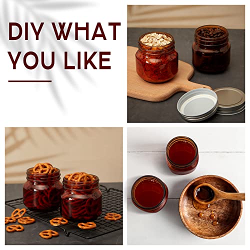 Tessco 16 Pack 8 Oz Amber Glass Jars For Making Candles Round Candle Jars With Metal Lids Sugar Scrubs Body Butter Containers For Spice Storage Decorating Diy Project, Leakproof And Dishwasher Safe #TOP6