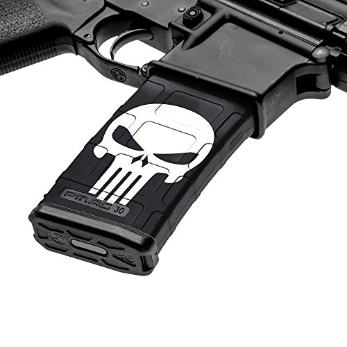 GunSkins AR-15 Mag Skin - Premium Vinyl Mag Wrap with Precut Pieces - Easy to Install and Fits 30rd Magazines - 100% Waterproof Non-Reflective Matte Finish - Made in USA - GS Skull