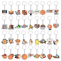 Sixfolo 36 Piezas Llavero de Baloncesto para Niño Llaveros Deportivos de Dibujos Animados Llavero Balón de Baloncesto Mini Llaveros de PVC para Niños y Niñas Favores de Fiesta,Cumpleaños