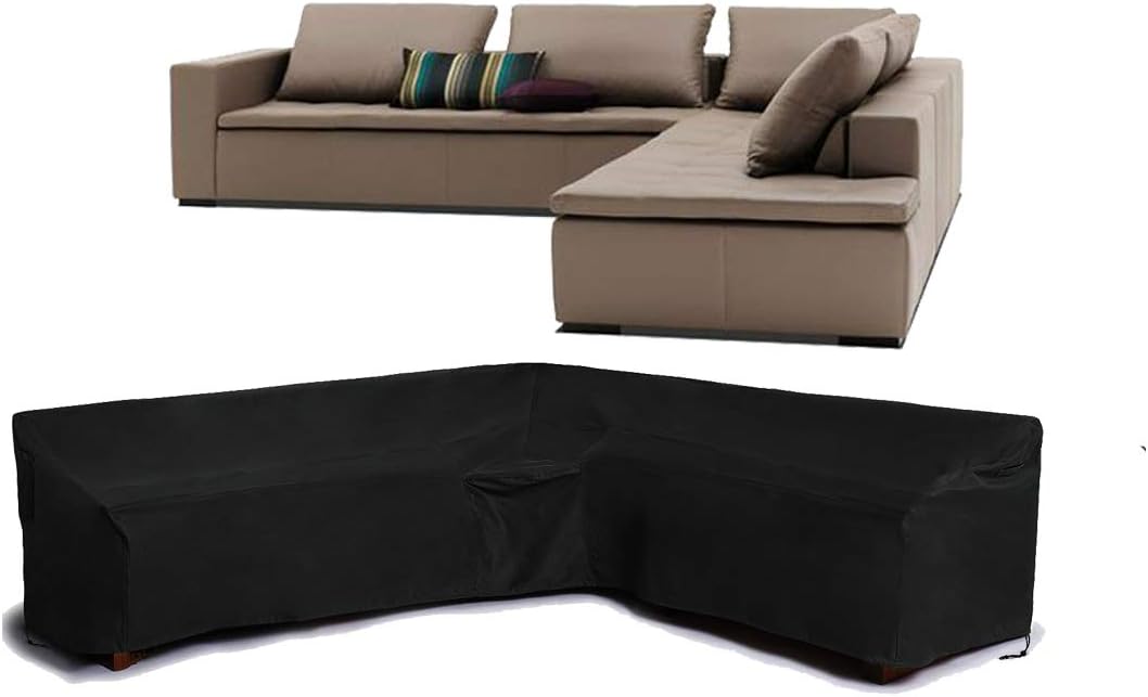 FLR Patio Furniture Cover 105(Left)x78(Right)inches L-Shaped Sectional Sofa Cover Waterproof Dustproof Furniture Protection Corner Sofa Cover for Outdoor Indoor Veranda (105(left) x 78 inches (right))