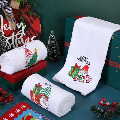 Tiamon-3-Pack-Christmas-Hand-Towels-for-Bathroom-Set-Cotton-Embroidered-137-x-295-Xmas-Snowflake-Dish-Tea-Fingertip-Towel-Cloths-Decorative-for-Winter-Holiday-Kitchen-Bath-GiftWhiteGnome Tiamon 3 Pack Christmas Hand Towels for Bathroom Set Cotton Embroidered 137 x 295 Xmas Snowflake Dish Tea Fingertip Towel Cloths Decorative for Winter Holiday Kitchen Bath GiftWhiteGnome