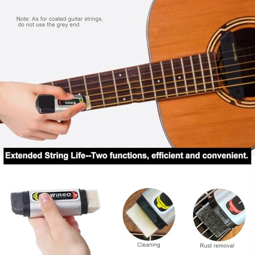 WINGO Dual Head Guitar Strings Cleaner Eraser - Rust Remover in Brush String and Fret Care, Guitar Fret Polish Tools, Derusting Pen for Eletric Guitars Bass Ukulele Violin