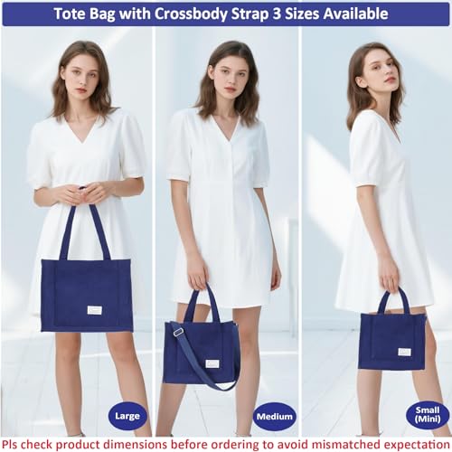 Image of UERRUAM Tote Bag for Women with Compartments,Corduroy Tote for Work Travel College Book Bag Women Purse Handbag Crossbody Bag