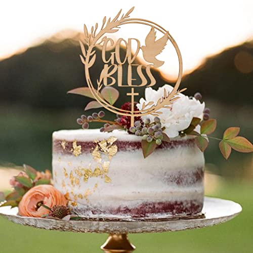 God Bless Cake Toppers - Baptismal Boy And Girl Cake Tops, First Communion Cake Decorations, Wooden Cake Decorating Supplies, Religious Cake Decorations, Personalized Cake Tops #TOP3