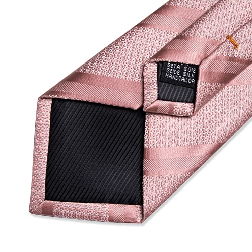 Image of DiBanGu Mens Striped Tie Silk Woven Necktie and Pocket Square Cufflinks Tie Clip Set Wedding Business Formal Gift Tie for Men
