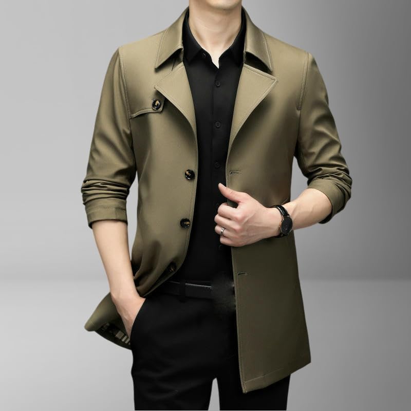 Gabardina de moda para hombre abrigo elegante de longitud media M 2