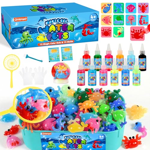URMYWO Aqua Gelz, 3D Magic Water Elf Kit con 12 Geles y 10 Moldes para Manualidades Niños Creativas, Juguetes DIY, Juegos Educativos y Regalo Original para Niños y Niñas a partir de 3 Años