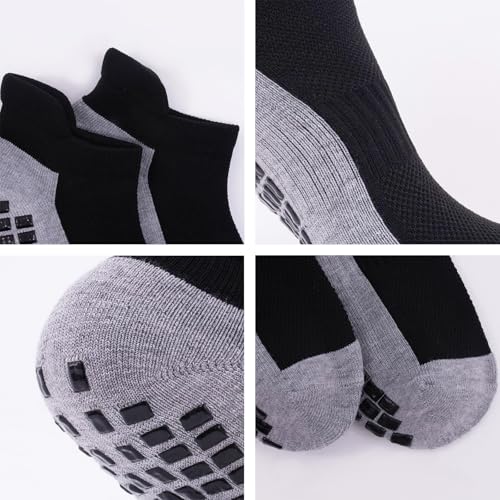 Men’s Non Slip Socks with Grips Yoga Pilates Anti Skid Athletic Ankle Gym Home Thick Cushioned Socks 4 Pairs3