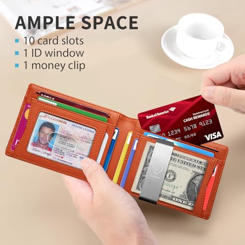 Image of RUNBOX Mens Slim Wallet with Money Clip RFID Blocking Bifold Credit Card Holder for Men with Gift Box