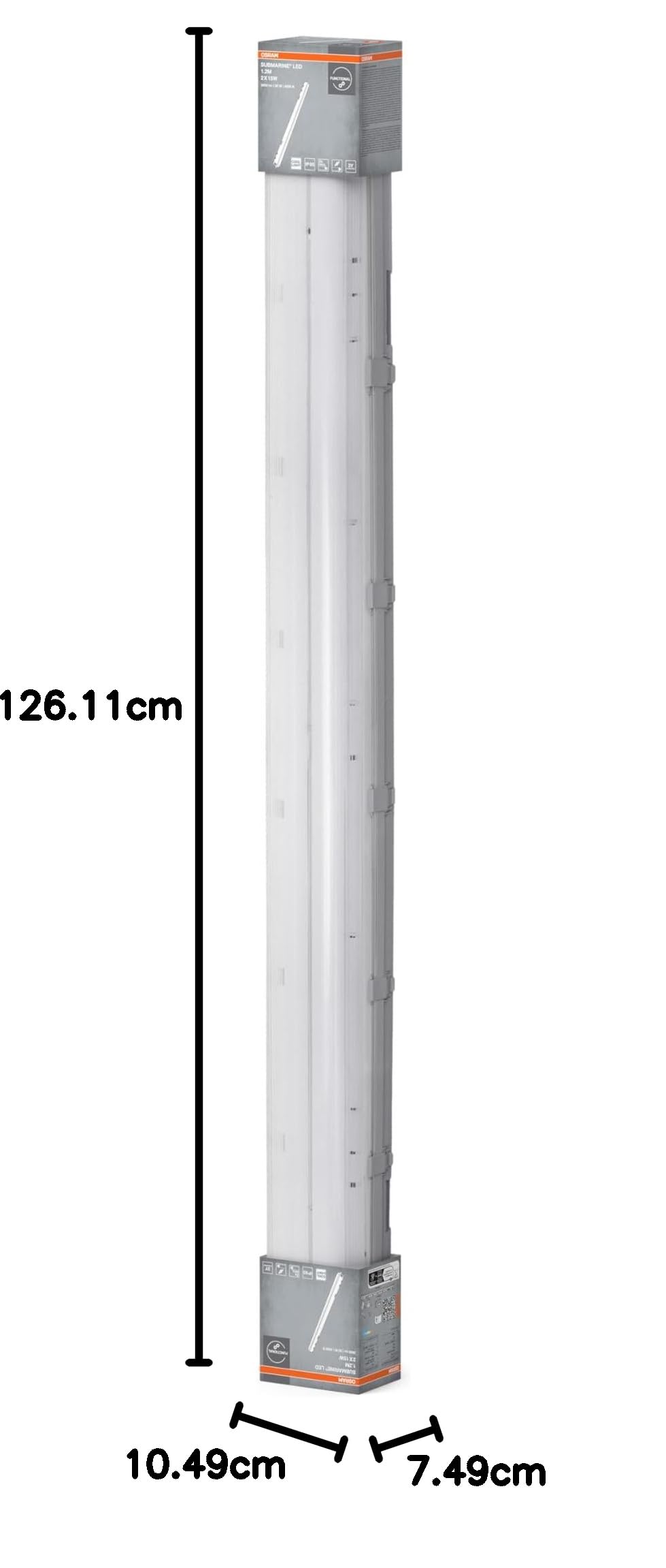 OSRAM Luminaria LED estanca Submarine, 2x15W, blanco neutro 4000K, 3000lm, IP65, resistente al polvo y a las salpicaduras, para sótanos y garajes