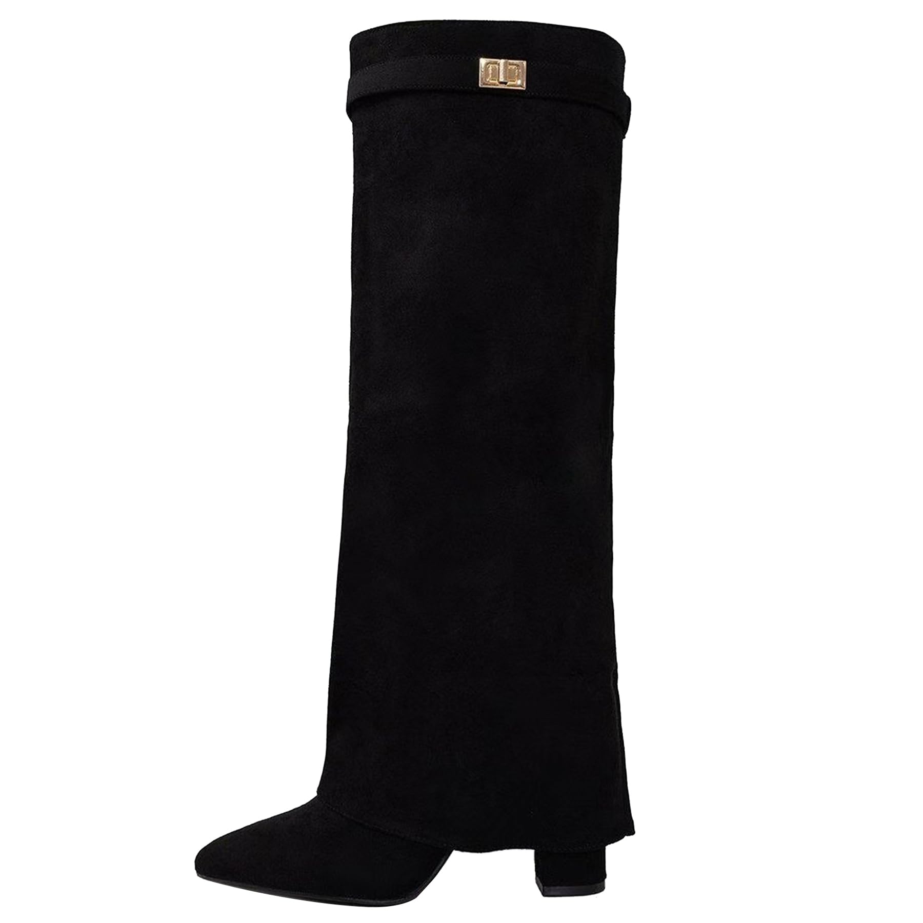 Gicoiz Model Pointed Toe Winter Fashion Block Heel Knee High Boots