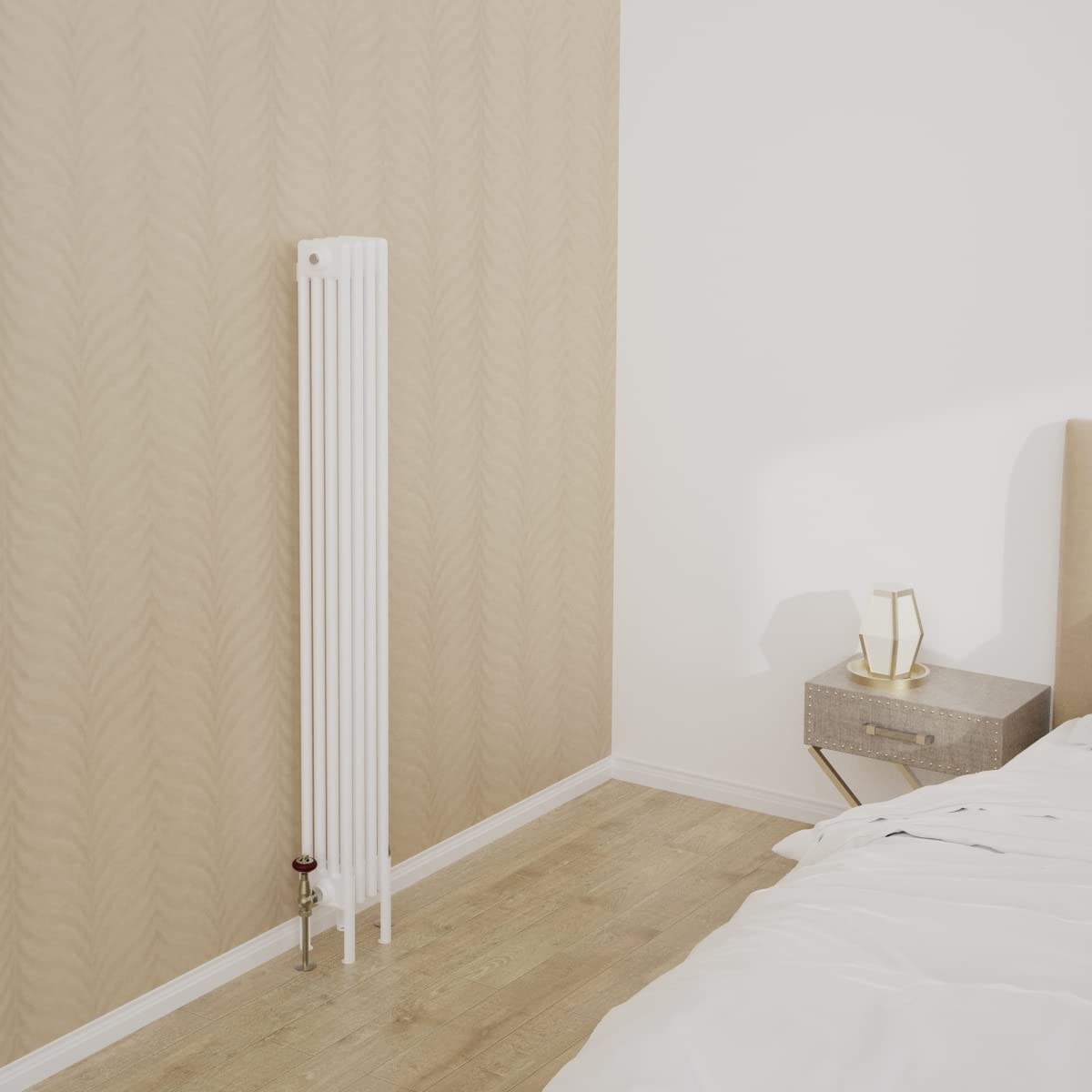 Warmehaus Traditional Cast Iron Style White Quadruple Column Vertical Tall Radiator 1500x200mm Perfect for Bathrooms, Kitchen, Living Room