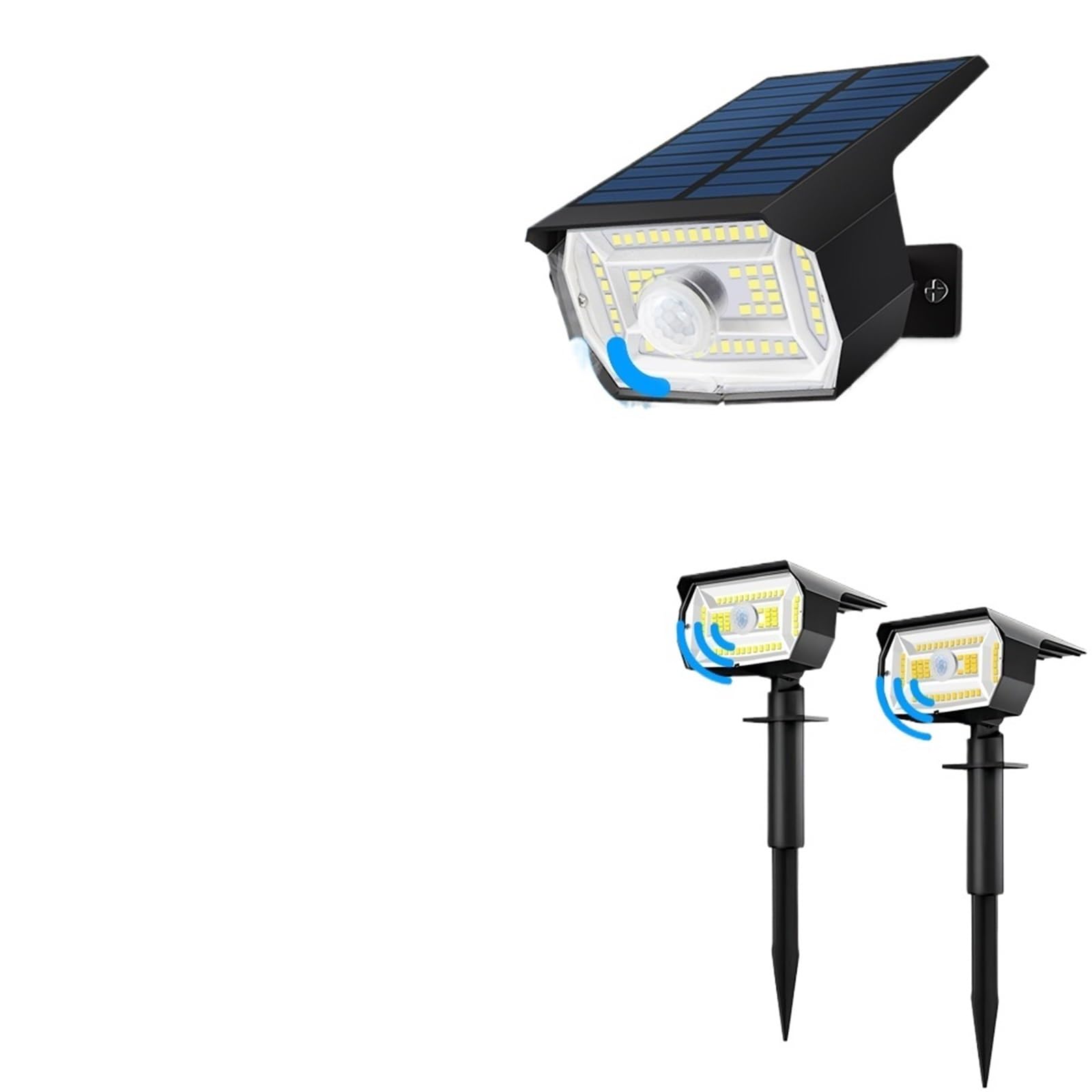 Gadsqdkok 56 Led White Light 56 Led Solar Landscape Spotlights Outdoor Waterproof Motion Sensor 3 Mode Solar Wall Powered Lights Yard Porch Pathway(,2Pc)