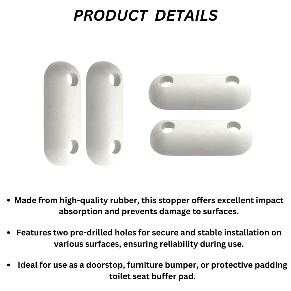 SisiUK White Rubber Oval Toilet Seat Buffer Pad 60MM X 22MM X 12MM with Screws (Pack of 4) - Image 3
