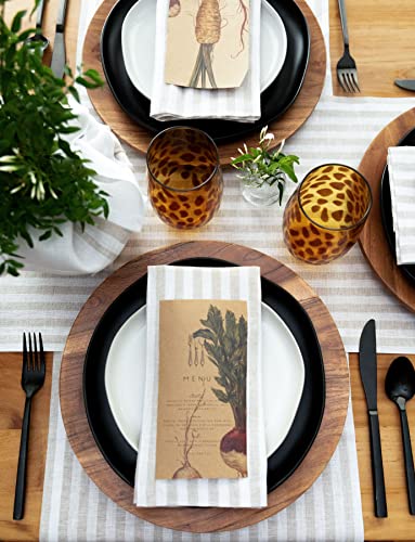 Image of Solino Home 100% Pure Linen Napkins, 20 x 20 in, Natural Striped, Set of 4