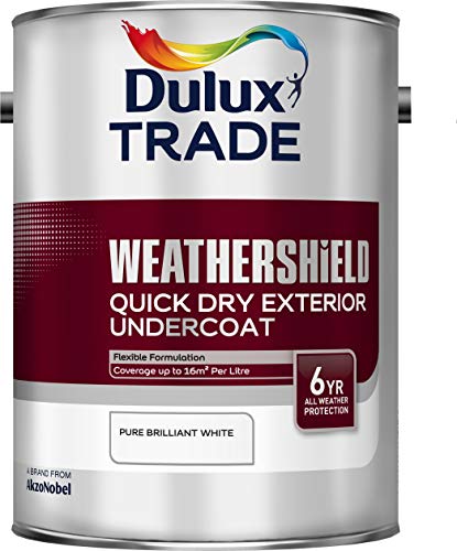 Dulux Trade Weathershield Quick Drying Exterior Undercoat Pure Brilliant White 5 Litres