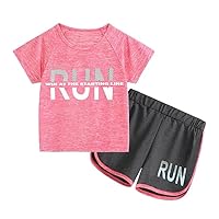 Tilozs Kinder Trainingsanzug Mädchen Jungen Training Jogging Sport Set Kurz Atmungsaktiv Sommer Schnelltrockend Sportanzug, Rosa, 134-140(Herstellergröße:140)