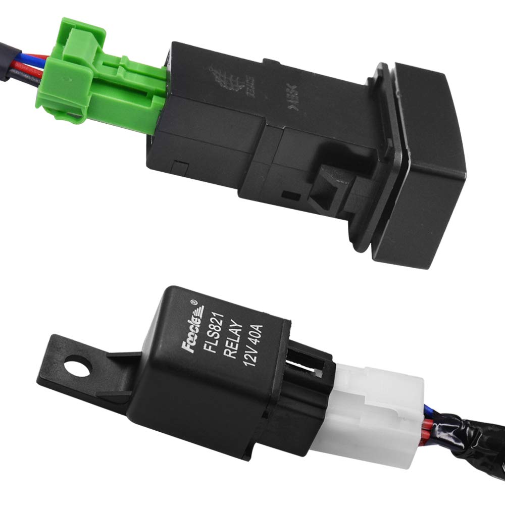 YUNPICAR H11 881 H8 Fog Light Switch Wiring Kit with 40A Relay Fit for Honda LED Work Lamp Driving Light Etc