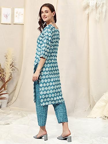 Image of MIRCHI FASHION Women's Straight Fit Fancy Rayon Jaipuri Foil Printed Kurta Set with Plazzo Pant