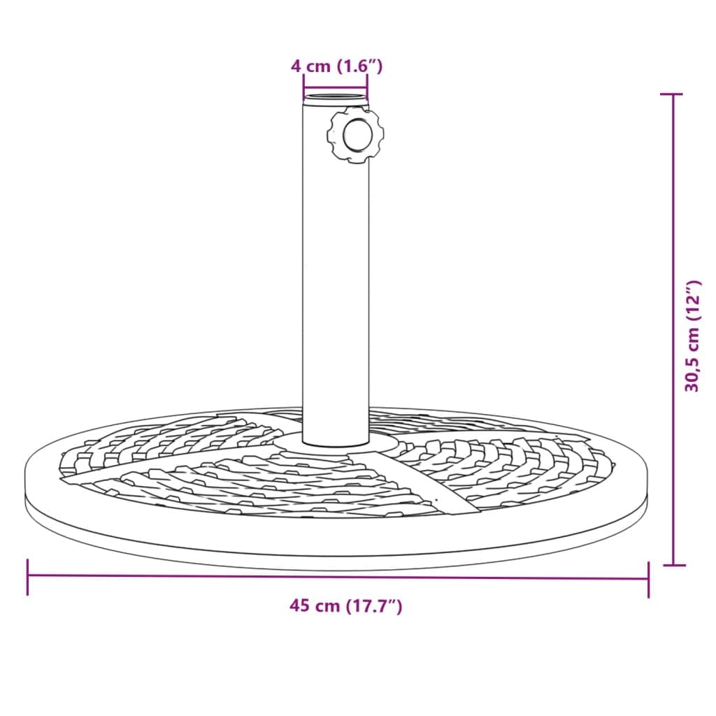 Stojak na parasol przeciwsłoneczny 12 kg z rattanowym wzorem, maszt Ø 38/48 mm, stabilna podstawa parasola na balkon, taras, do ogrodu, z adapterem i obciążnikiem dla bezpiecznego ustawienia