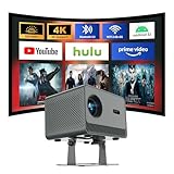 【Built-in Apps】Mini Projector with Wifi and Bluetooth, Support 4K Portable Projector, 300 ANSI, 5W Sound Base Speaker, Auto Vertical Keystone Movie Projector Compatible with Smartphone/Laptop/TV Stick